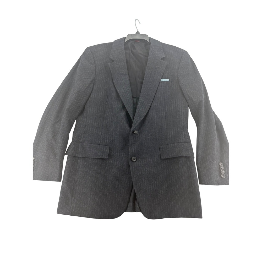 Hart Schaffner & Marx Sport Coat Grey Pinstripe Pure Virgin Wool Blazer